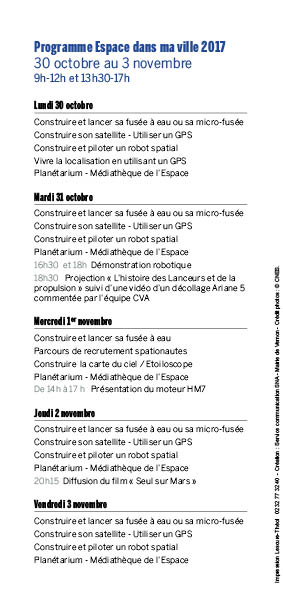 Programme espace dans ma ville Vernon 2017