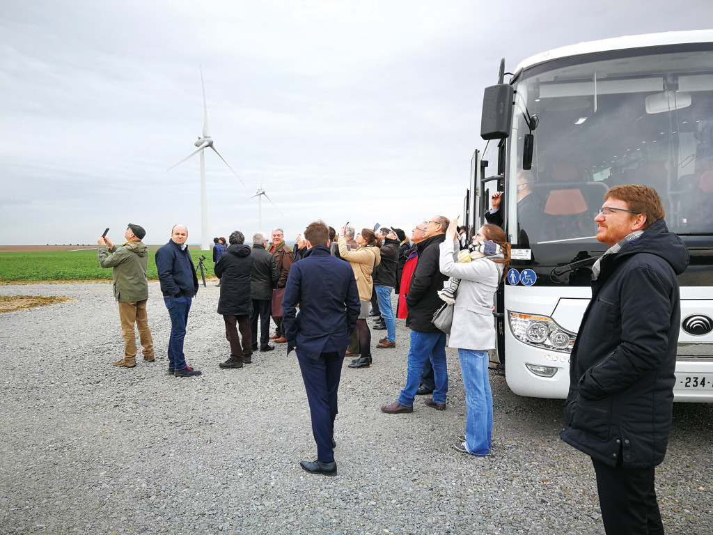 Visite du parc éolien de Tourny lors de la journée de mobilisation des élus de Seine Normandie Agglomération.