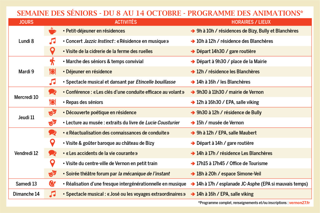 Semaine des séniors - programme des animations