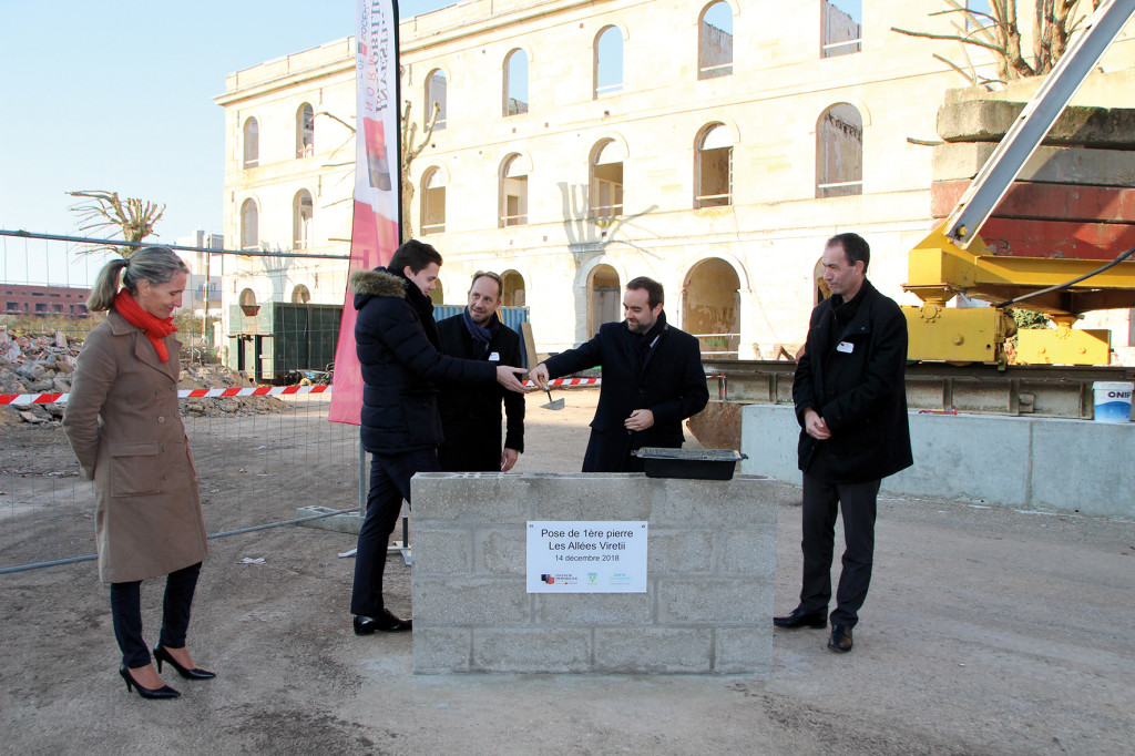 Eco-quartier Fieschi Pose de la première pierre des Allées Viretii