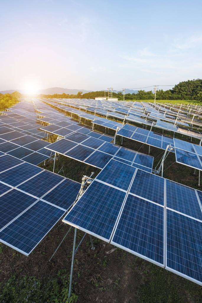 Solar,Panels,(solar,Cell),In,Solar,Farm,With,Sun,Lighting