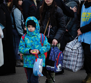 Siret Border, Romania - February 26, 2022: Ukrainian refugees stock image