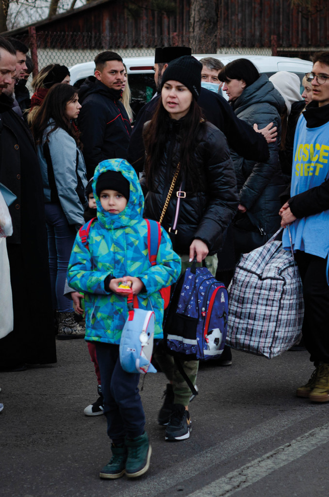 Siret Border, Romania - February 26, 2022: Ukrainian refugees stock image