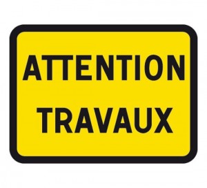 Panneau attention travaux