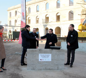 Eco-quartier Fieschi Pose de la première pierre des Allées Viretii