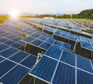 Solar,Panels,(solar,Cell),In,Solar,Farm,With,Sun,Lighting