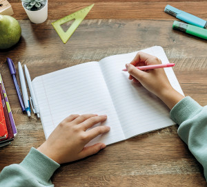 Schoolchild,Writing,In,A,Notebook,At,Home,At,His,Desk.completing